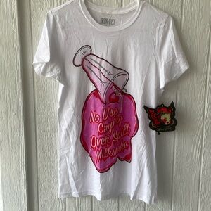 NWT Iron Fist No Use Crying Over Spilt Milkshake womens tee sz L
